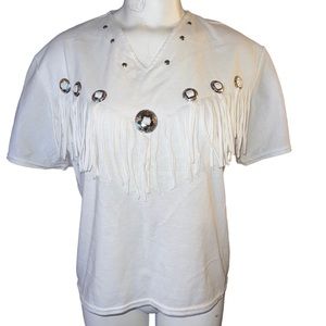 Vintage White Fringe Tee
